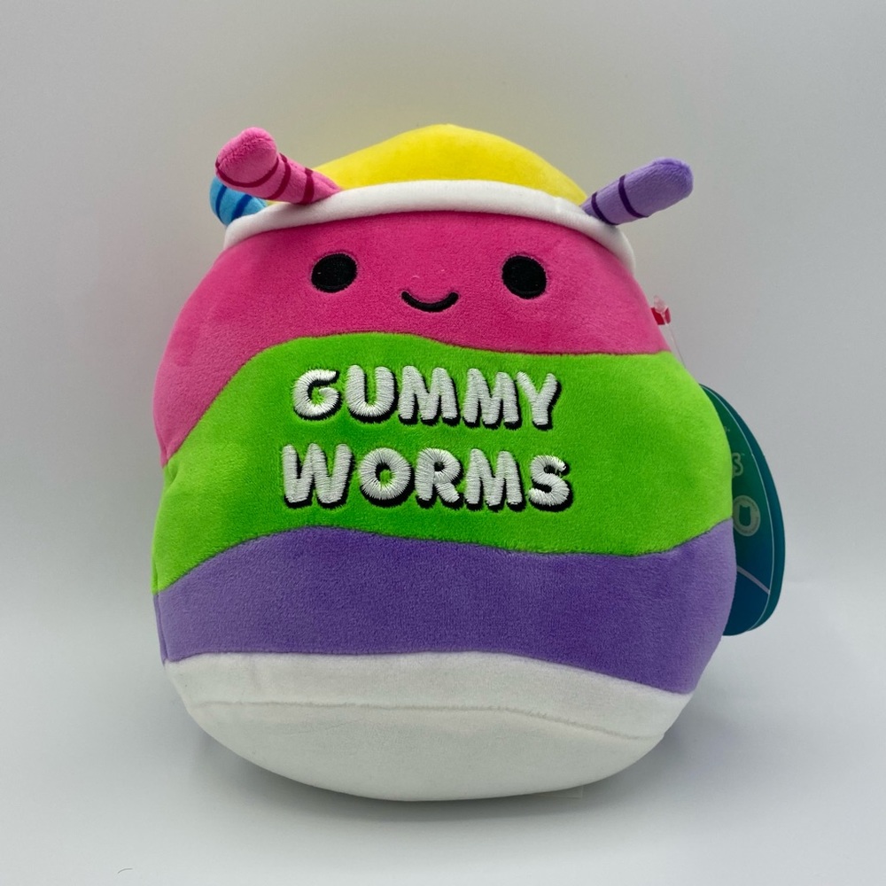 Squishmallows Silver Gummy Worms Plush Junk Food Squad Toy 7 Inch Kellytoy Gifts